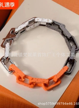 驴家高端竹节淬火古巴手链钛钢复古嘻哈情侣系列拼色拼接厂家直销
