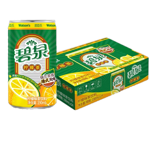 屈臣氏碧泉茶饮料锡兰茶底港式风味柠檬茶190ml*24罐