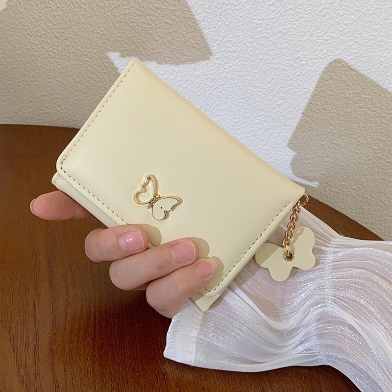 钱包女学生高颜值ins风韩版可爱零钱包蝴蝶挂件短款钱夹卡包一体