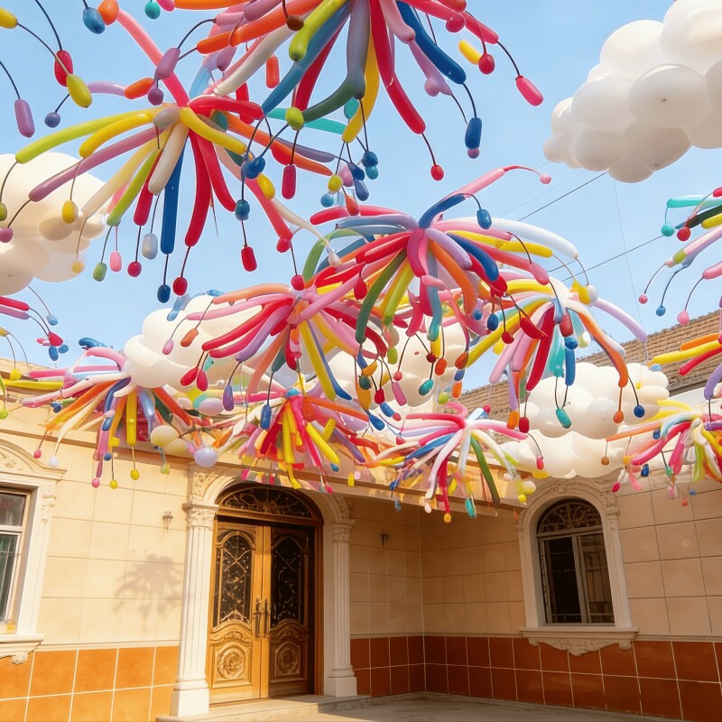 幼儿园仪式感装饰彩色烟花气球挂件小学教室氛围场景布置婚礼乳胶