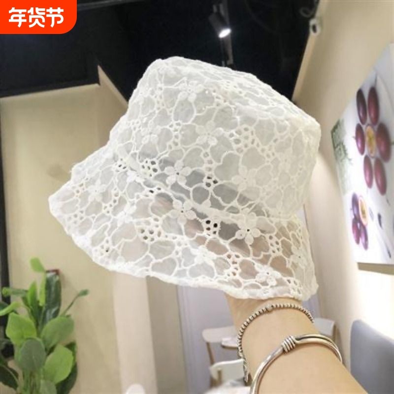 2024新款勾花镂空帽子蕾丝女百搭遮脸夏季薄花朵防晒遮阳平顶,服饰配件/皮带/帽子/围巾,帽子,淘宝优惠券,粉丝福利购,淘宝优惠卷