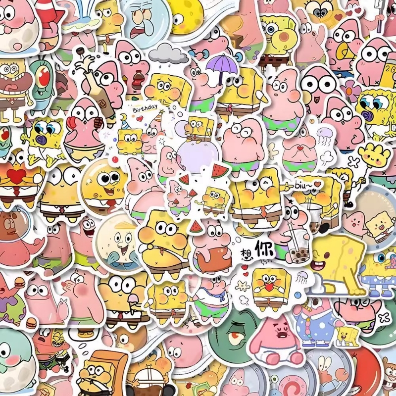 卡通动漫Q版海绵宝宝贴纸防水不留胶装饰diy手机壳平板贴画