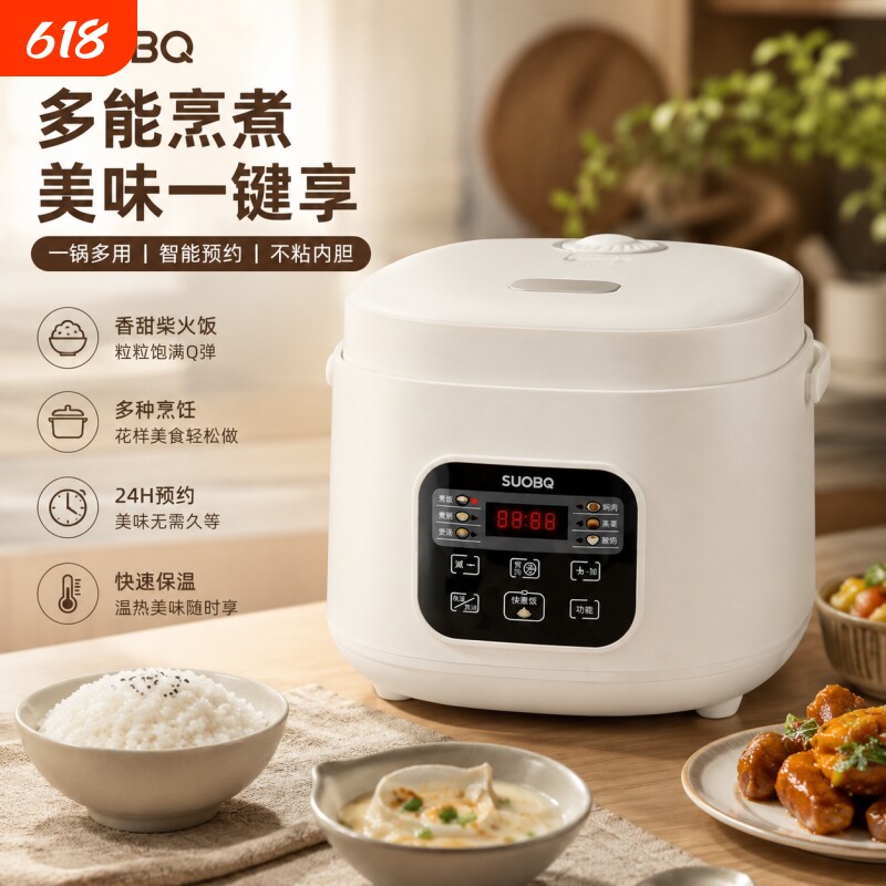 苏泊电饭煲迷你1到2人小型智能预约2到3人家用多功能3到4人电饭锅