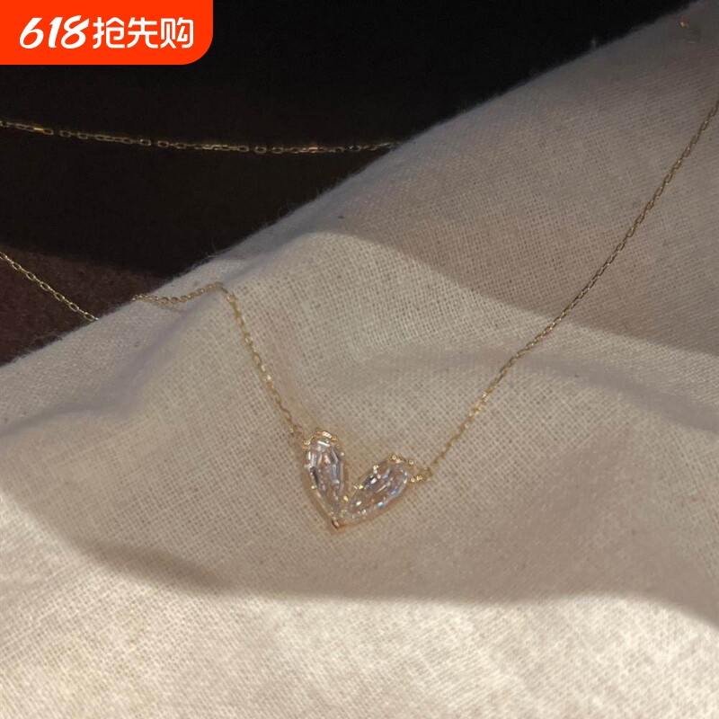 爱心闪亮项链女士轻奢小众气质爱心锁骨链蝴蝶结颈链2026新款爆款