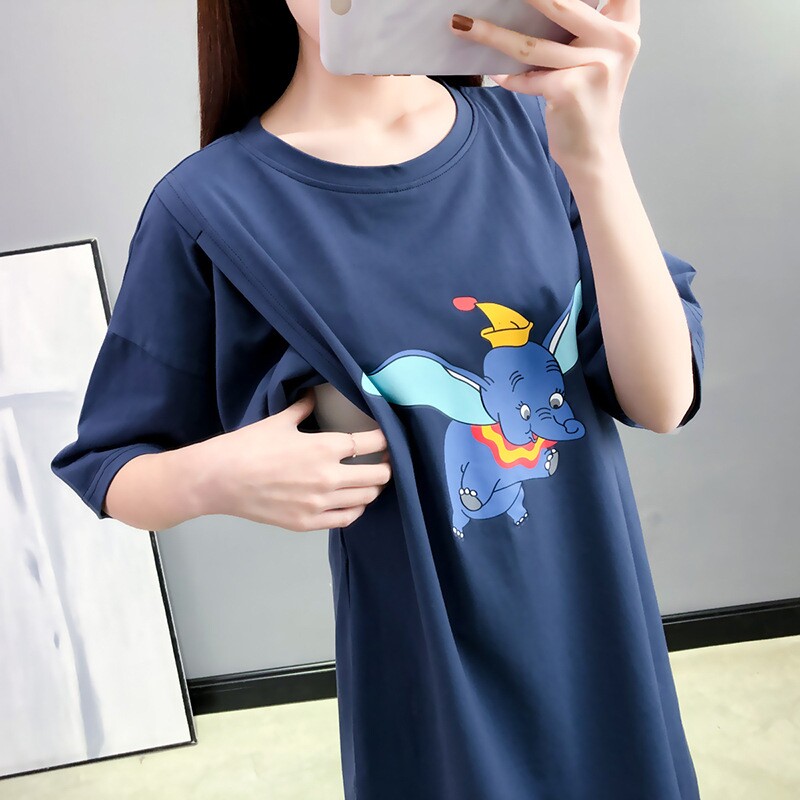 哺乳衣外出辣妈款夏季薄款喂奶上衣春秋款纯棉短袖t恤月子服夏装
