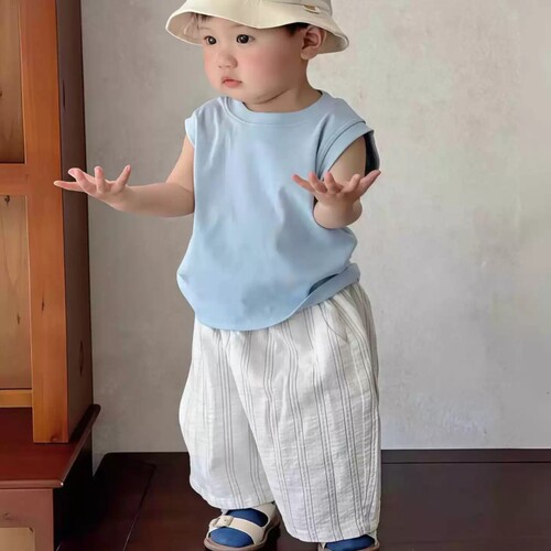 男童女童夏装背心防蚊裤夏日套装