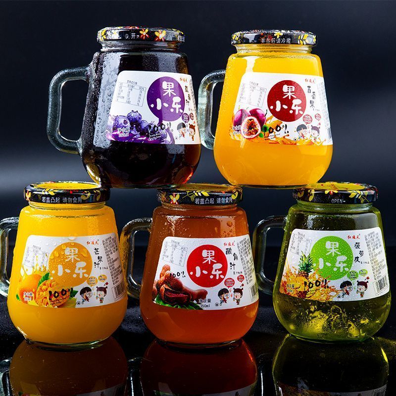 云南特产酸角汁饮料玻璃手把杯百香果汁芒果汁菠萝爽