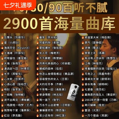 经典怀旧老歌车载无损音乐U盘708090粤语流行DJ歌曲优盘情歌正版