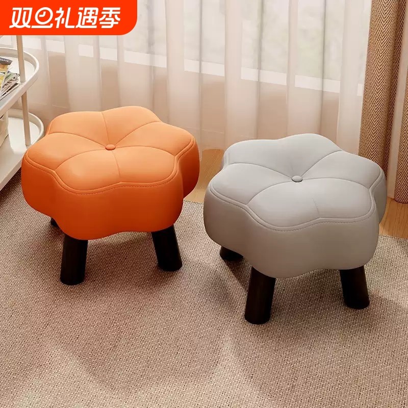 小凳子家用轻奢简约花朵矮凳客厅茶几小板凳软包沙发凳结实换鞋凳