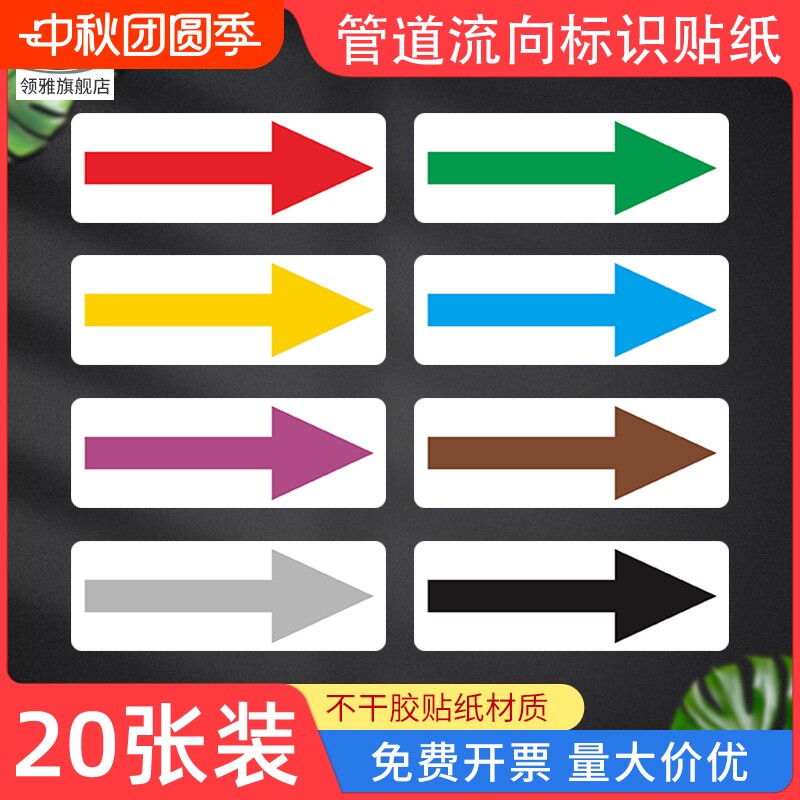 管道介质流向标签贴纸图片