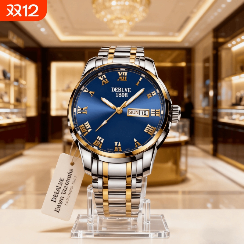 手表男款全自动男表数字双日历防水腕表男机械风全自动防水高级感