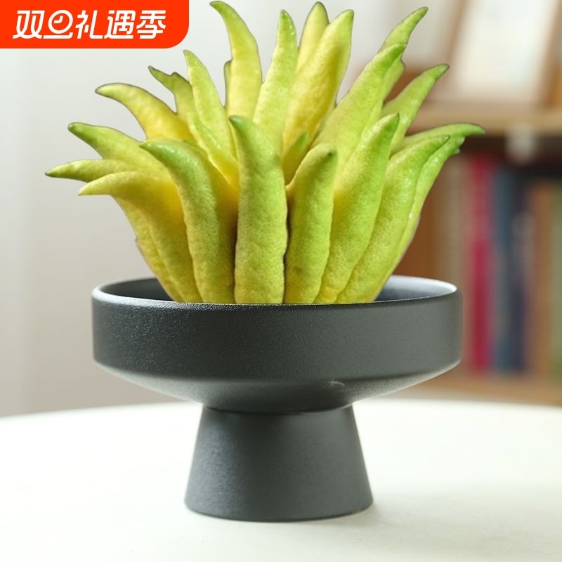 佛手柑苔藓球托盘器皿客厅高脚摆件陶瓷中式花盆果盘米竹水培蕨类