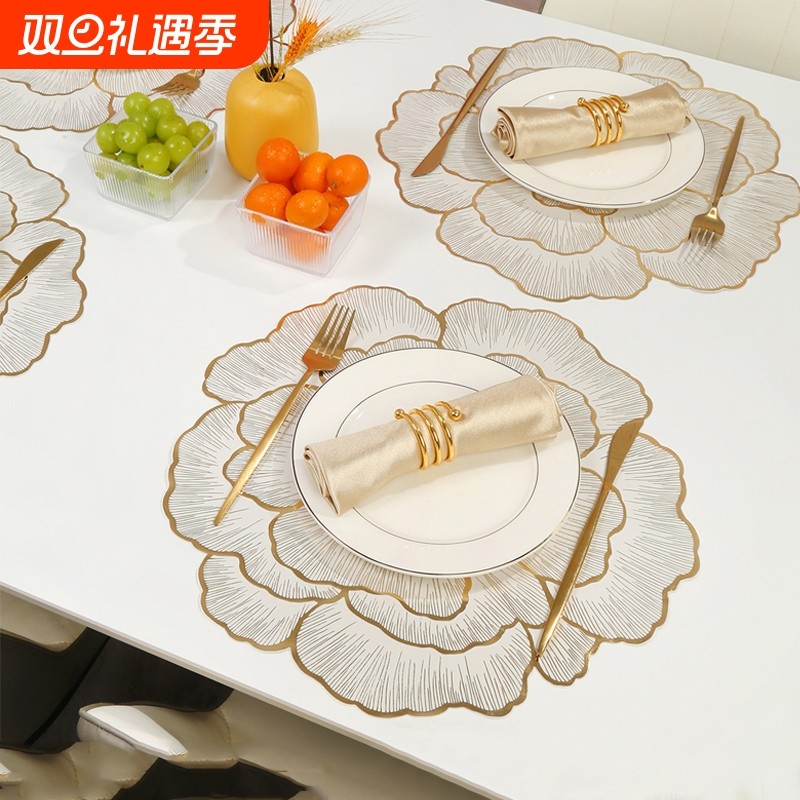 牡丹花餐垫西餐垫3D立体北欧风装饰垫桌垫隔热垫防滑防烫杯垫餐厅