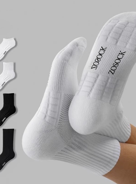 袜子男款春季纯棉防臭运动短袜吸汗透气中筒袜夏天青少年白色长袜