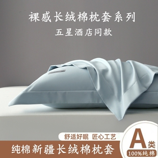 尊凰全棉枕套夏季 长绒棉枕芯套贡缎纯棉单人枕头套48x74cm一对装