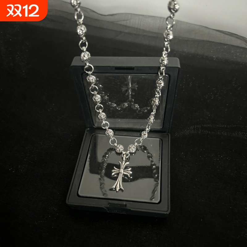 欧美复古克罗亚项链男街头嘻哈潮牌十字架吊坠项链手工链情侣