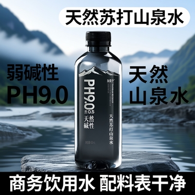 天然苏打山泉水400ml*24瓶整/箱原味PH9.0弱碱性水源饮用瓶装打水