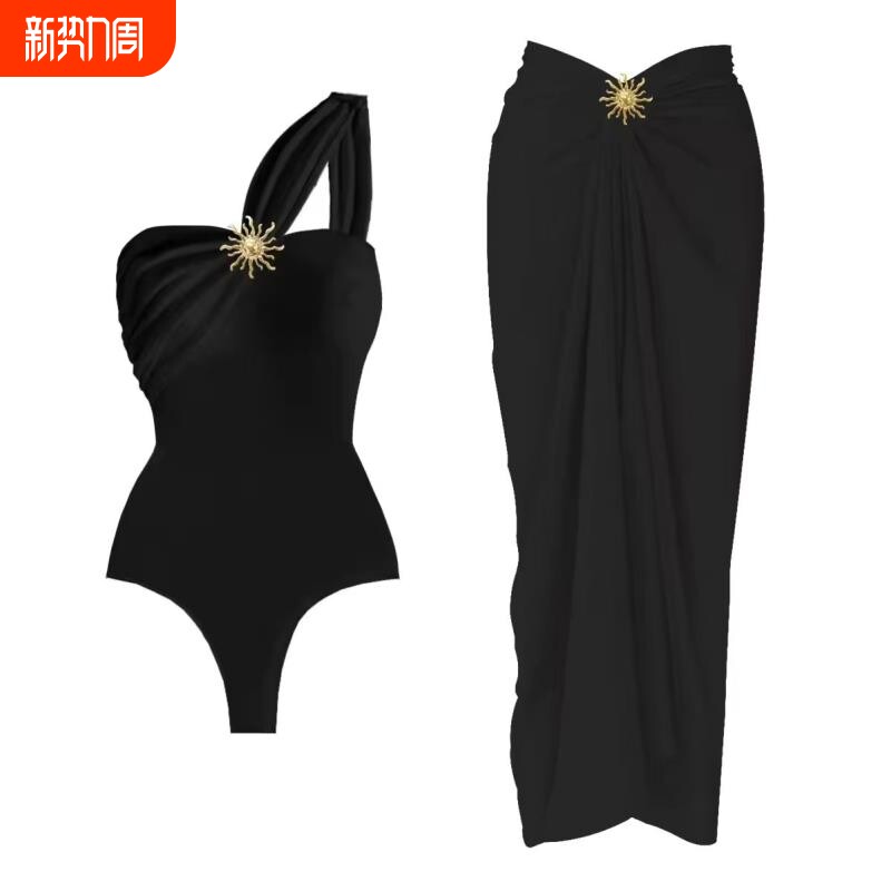 2025亚马逊新款连体女士泳装速卖通纯色性感高级感时尚温泉泳衣女