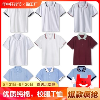 校服短袖小学生夏季polo衫套装中大童幼儿园园服T恤纯棉班服翻领