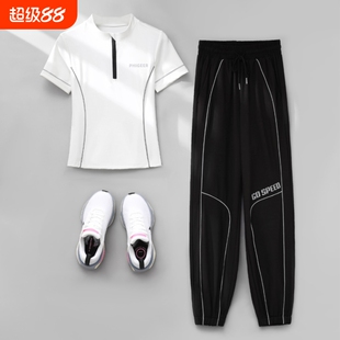 跑步女运动套装2026高级感新款短袖瑜伽服速干透气显瘦训练健身服