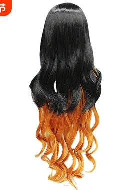 鬼灭之刃假发 鬼化灶门祢豆子cos假发长发棕黄色女士卷发cosplay