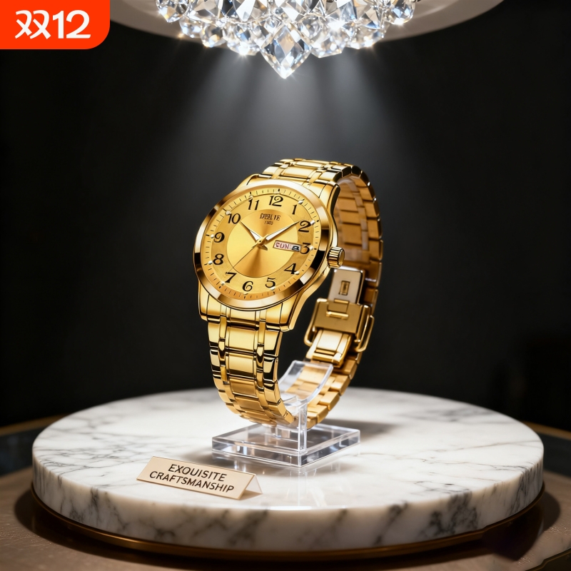 手表男款机械风全自动防水高级感全自动男表数字双日历防水腕表男