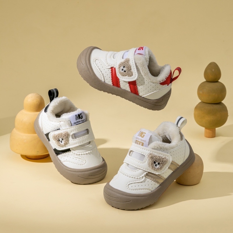 宝宝棉鞋冬季0-1-2岁半婴儿软底防滑学步鞋秋冬保暖加绒鞋子皮面3