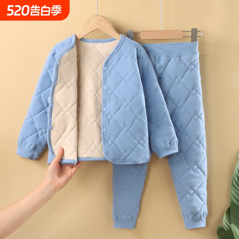 校服神器580G绵羊毛儿童秋冬棉袄棉裤保暖棉衣男女童内衣套装德绒