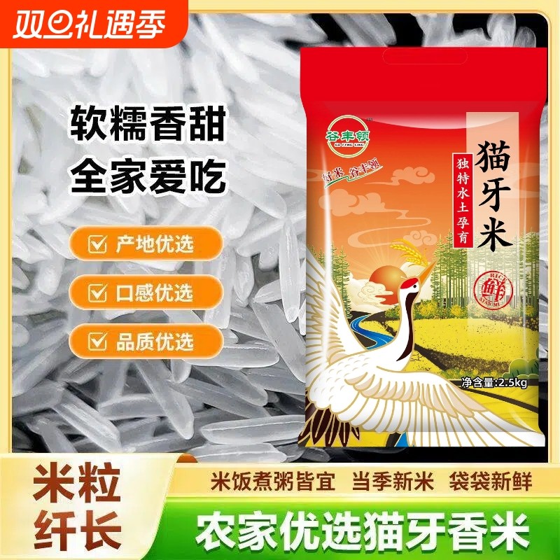 一级猫牙米长粒香米正宗猫牙米饭家庭装软糯Q弹