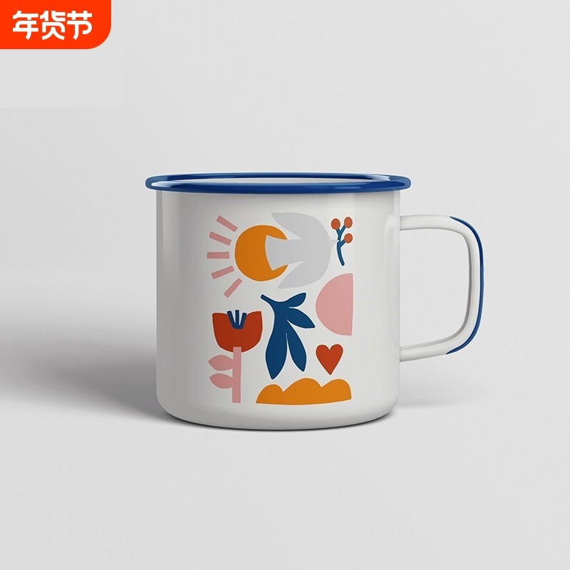 潮流现代搪瓷日系家用珐琅搪瓷杯可爱儿童水杯情侣咖啡牛奶马克杯,餐饮具,马克杯,淘宝优惠券,粉丝福利购,淘宝优惠卷