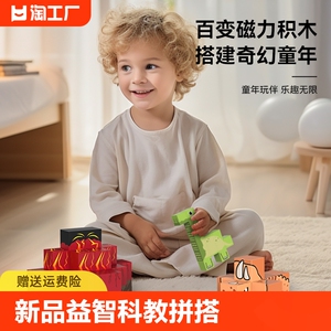 恐龙大作战磁力方块积木拼搭环保材料益智科教立体拼图儿童玩具