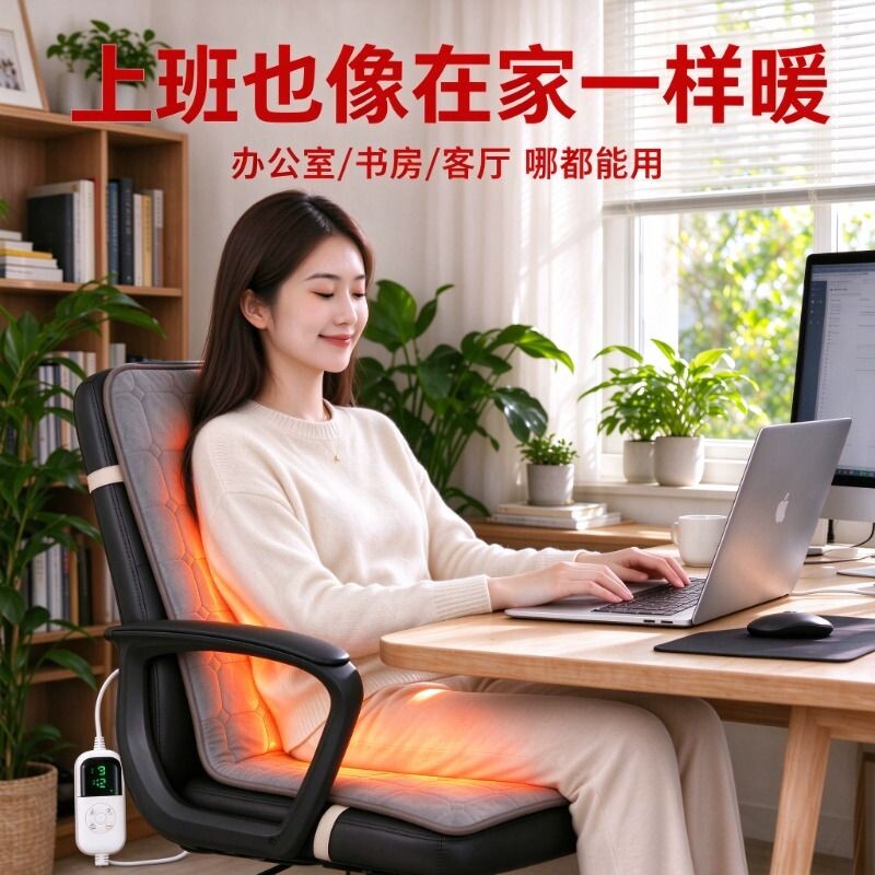 加热坐垫办公室座椅垫取暖神器秋冬季发热垫暖垫靠背一体电热坐垫