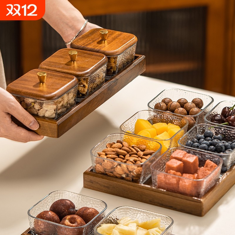 【食品级】胡桃木干果家用摆放盘