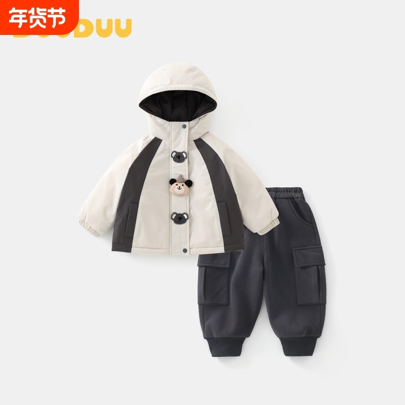 DUUDUU男童套装冬装卡通儿童夹棉外套加绒裤子宝宝冬季衣服童装,童装/婴儿装/亲子装,套装,淘宝优惠券,粉丝福利购,淘宝优惠卷