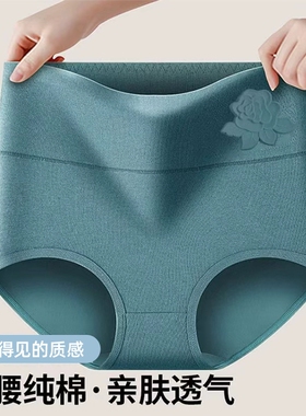 高腰女士内裤女纯棉抗菌大码透气妈妈打底裤女紫色棉质抑菌黑色
