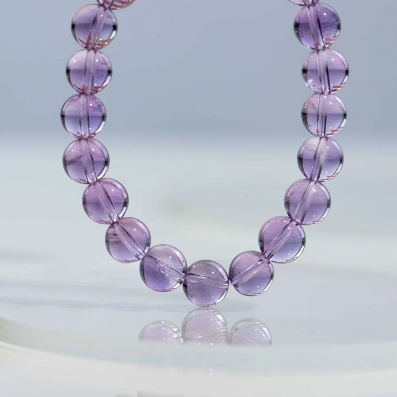 爆款紫水晶手链冰种浅紫色仿玻利维亚水晶手串情人节礼物送女朋友