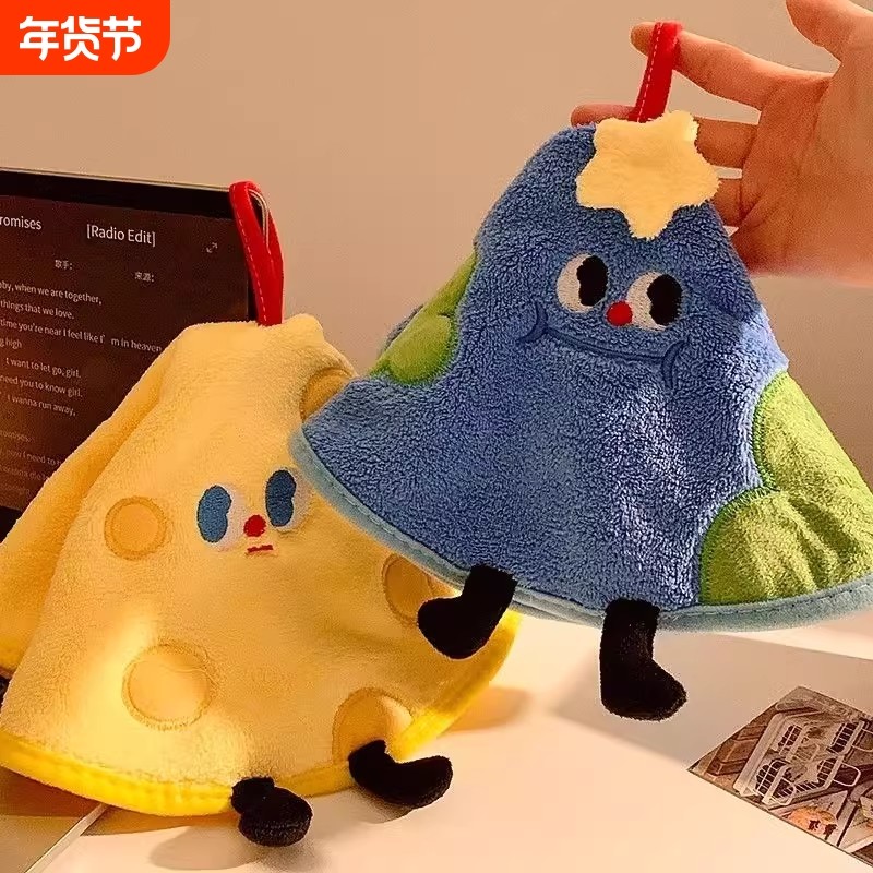 速干加厚吸水卫生间厨房儿童抹布挂式手帕毛巾可爱卡通手巾珊瑚