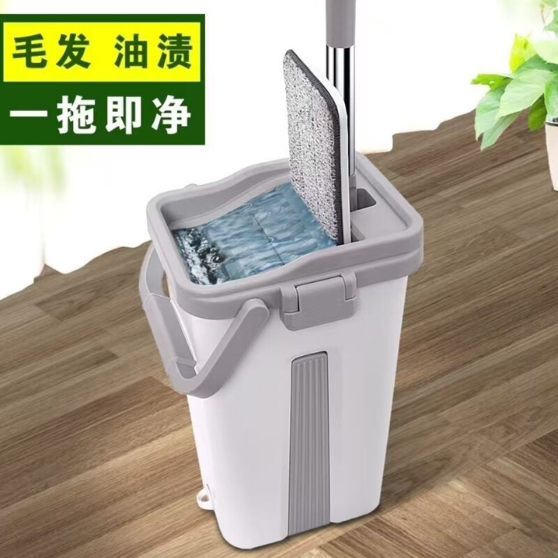 懒人免手洗平板拖把挤水拖把干湿分离洗刮一体两用自虑式纤维拖布图片