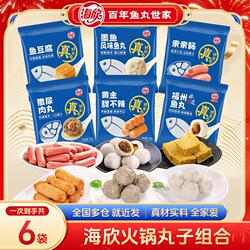 6袋海欣福州鱼丸鱼豆腐撒尿肉丸火锅丸子120g/袋食材爆汁墨鱼