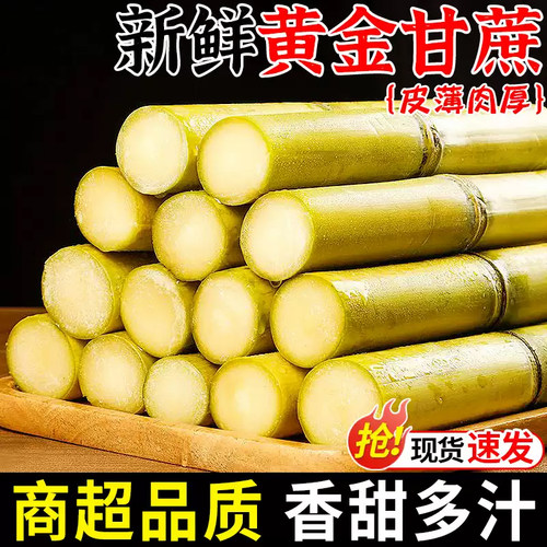 正宗云南黄金甘蔗9斤新鲜水果脆甜中段黄皮去皮甜杆批发整跟包邮