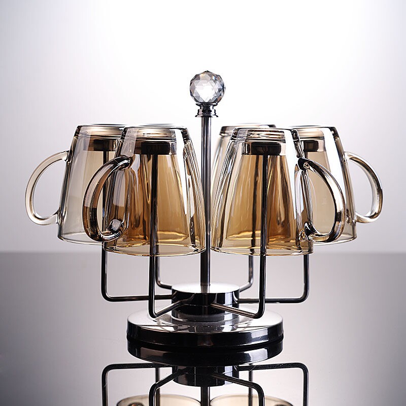 高颜值耐热玻璃杯钢化防摔水杯家用带把泡茶杯大容量冷水壶套装