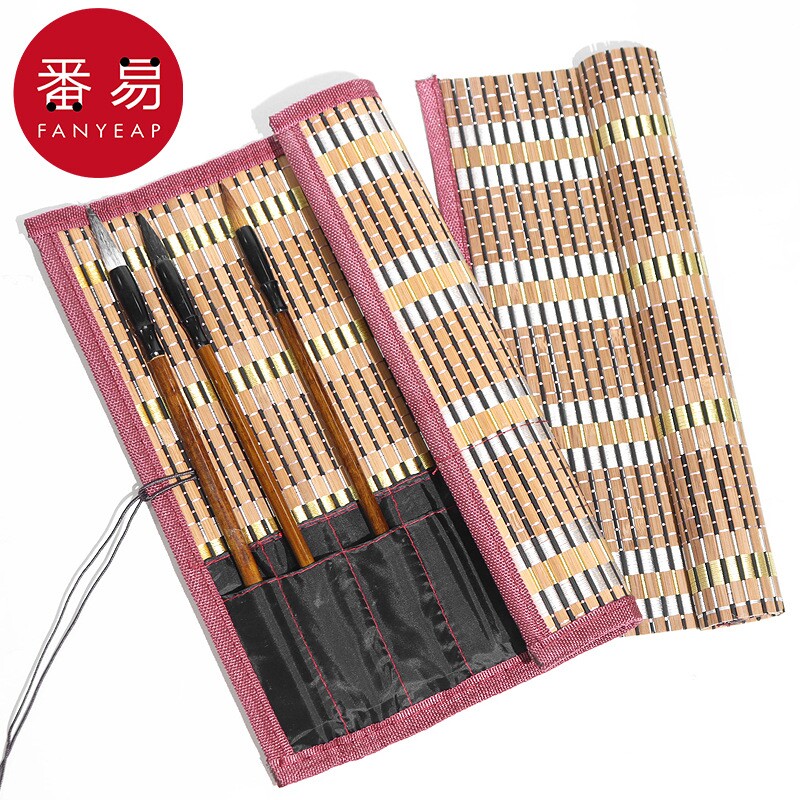 毛笔笔帘A1vq0-水彩笔毛笔袋古风水彩笔笔帘毛笔收纳笔袋卷笔帘图片