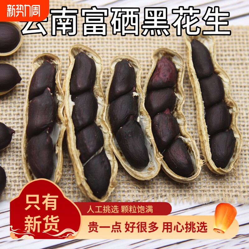 2025年新货云南黑花生带壳富硒种黑皮花生米晒干原味新鲜日晒普洱
