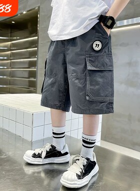男童短裤夏装裤子2026年儿童夏季男孩夏款工装裤五分裤潮灰色黑色