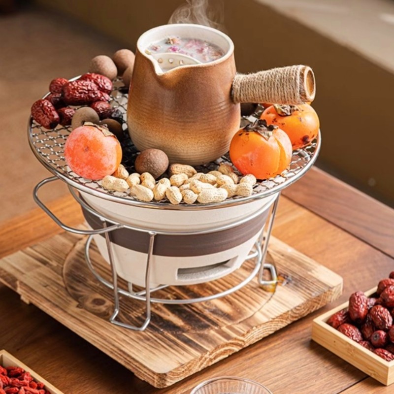 围炉煮茶围炉煮茶家用室内老式炭炉家用打边炉泥碳炉户外烧烤陶土