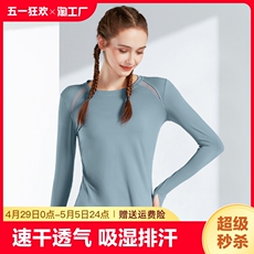 Одежда для фитнеса 瑜伽服女速干健身服运动上衣训练长袖t恤衣服跑步罩衫秋新款专业