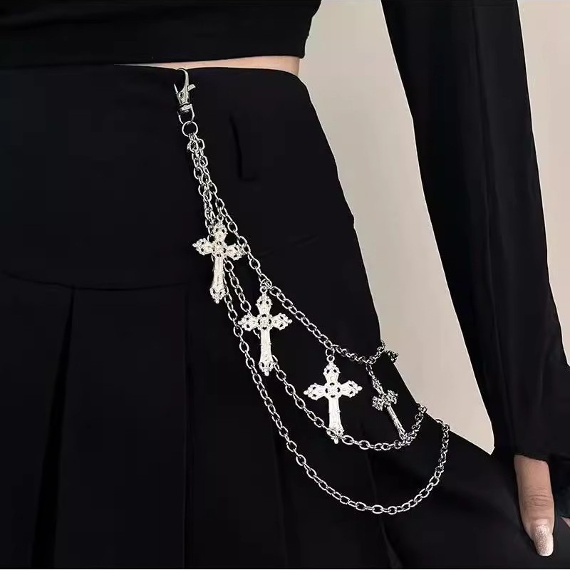 亚文化朋克jk牛仔裤腰链配饰y2k亚比蝴蝶腰带金属裤链条高街皮带