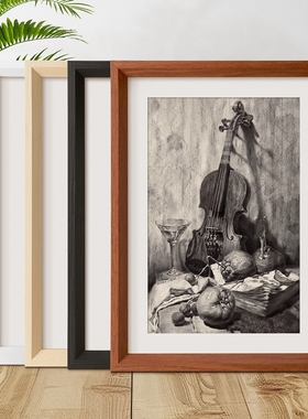 A4相框木质挂墙a3纸画框四4k八8K开空框儿童油画装裱12寸相框边框