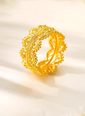 新中式金色镂空皇冠戒指女复古宫廷风轻奢精致小众国风高级感指环