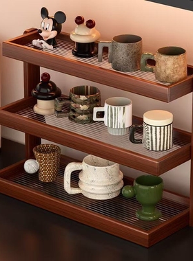 桌面杯架亚克力中古置物架多层餐桌台面杯架子咖啡店转角收纳杯子